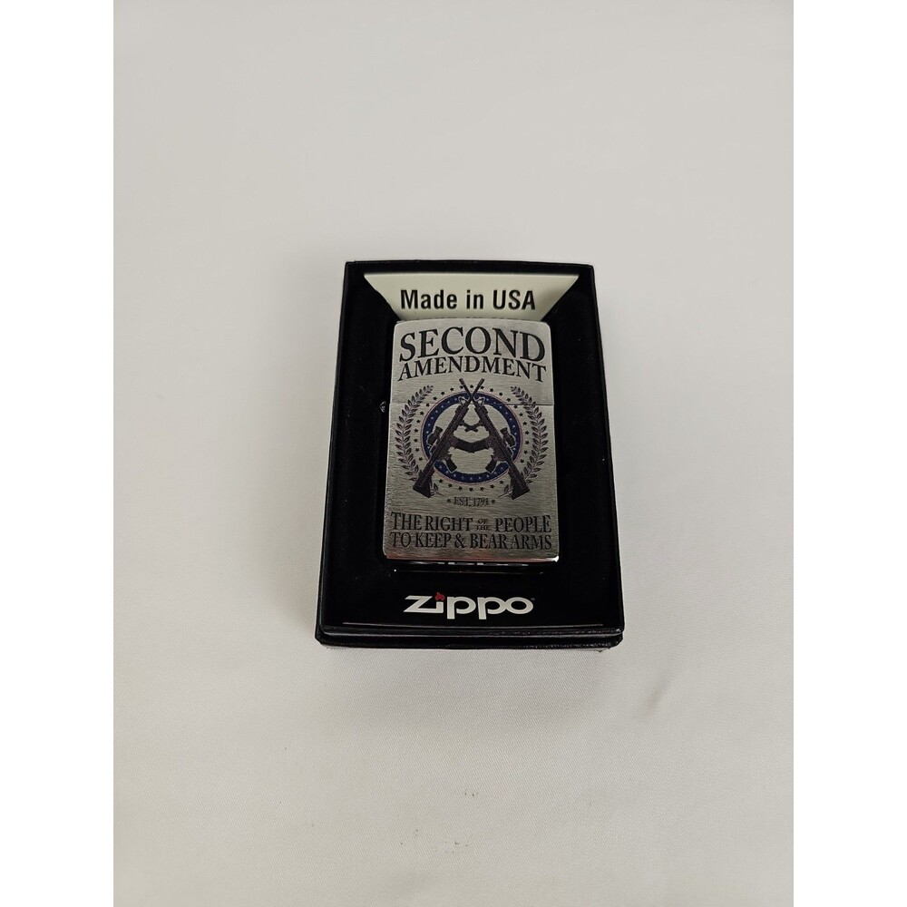 Zippo 2nd Amendment AR15 Chrome Windproof Lighter NIB USA